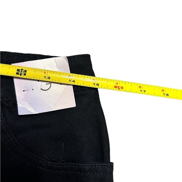 Happily Gray Black Denim Midi Skirt size 7/27 front slit - Picture 6 of 7